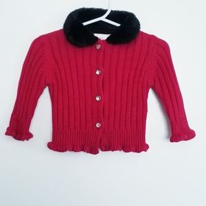 Koala Kids Baby Girl's Red Buttoned Cardigan Sweater Size 3-6 Mos